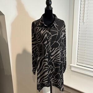 Susan Graver Black and Gray Patterned Dress